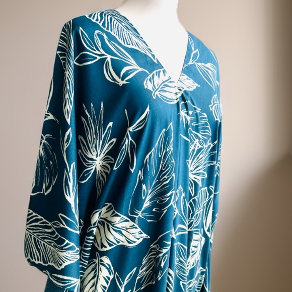 0136/ Dark Teal Long Kaftan, Rayon Viscose Material - Picture 12 of 13